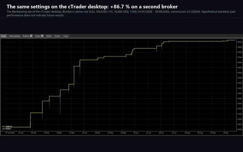 Ember Fuse for cTrader: the Blueberry backtest on the desktop