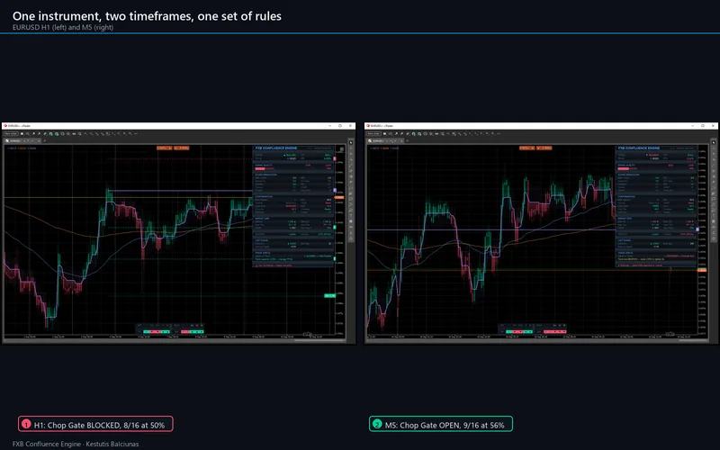 FXB Confluence Engine for cTrader: One instrument, two timeframes, one set of rules