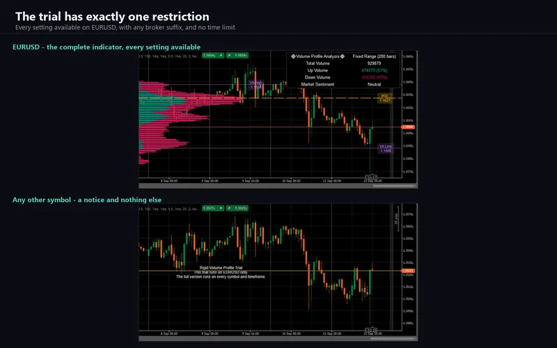 Rigid Volume Profile for cTrader: The trial has exactly one restriction