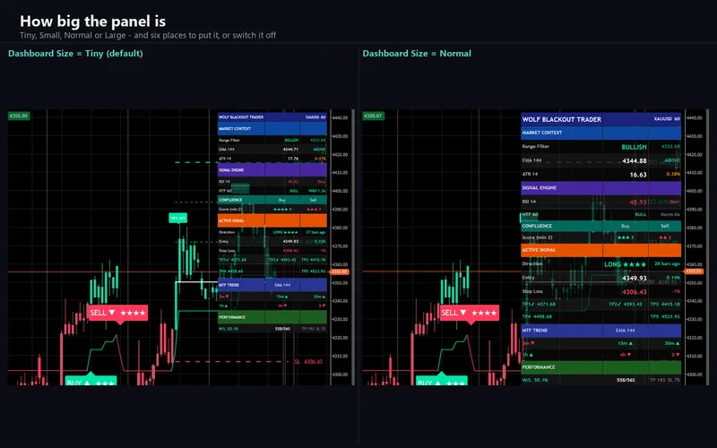 Wolf Blackout Trader for cTrader: How big the panel is